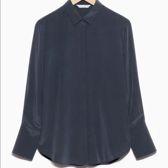 & Other Stories silk blouse, size 4, blue grey, 100% silk - Picture 2 of 10